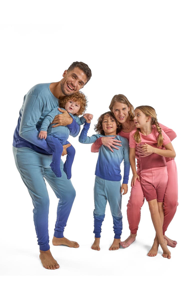 Leveret Kids Footed Tie Dye Cotton Matching Family Pajamas, Alternate, color, Tie Dye Blue
