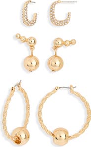 NORDSTROM RACK 3-Pack Rope Hoop Earrings