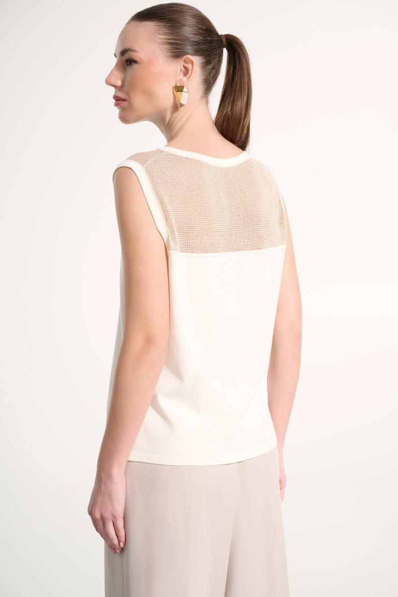 Soft Knit Straight Cami With Mesh Yoke, Alternate, color, Vanilla/Gold
