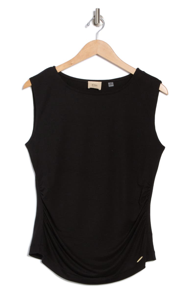 ELIE ELIE TAHARI Side Ruched Tank, Alternate, color, Black