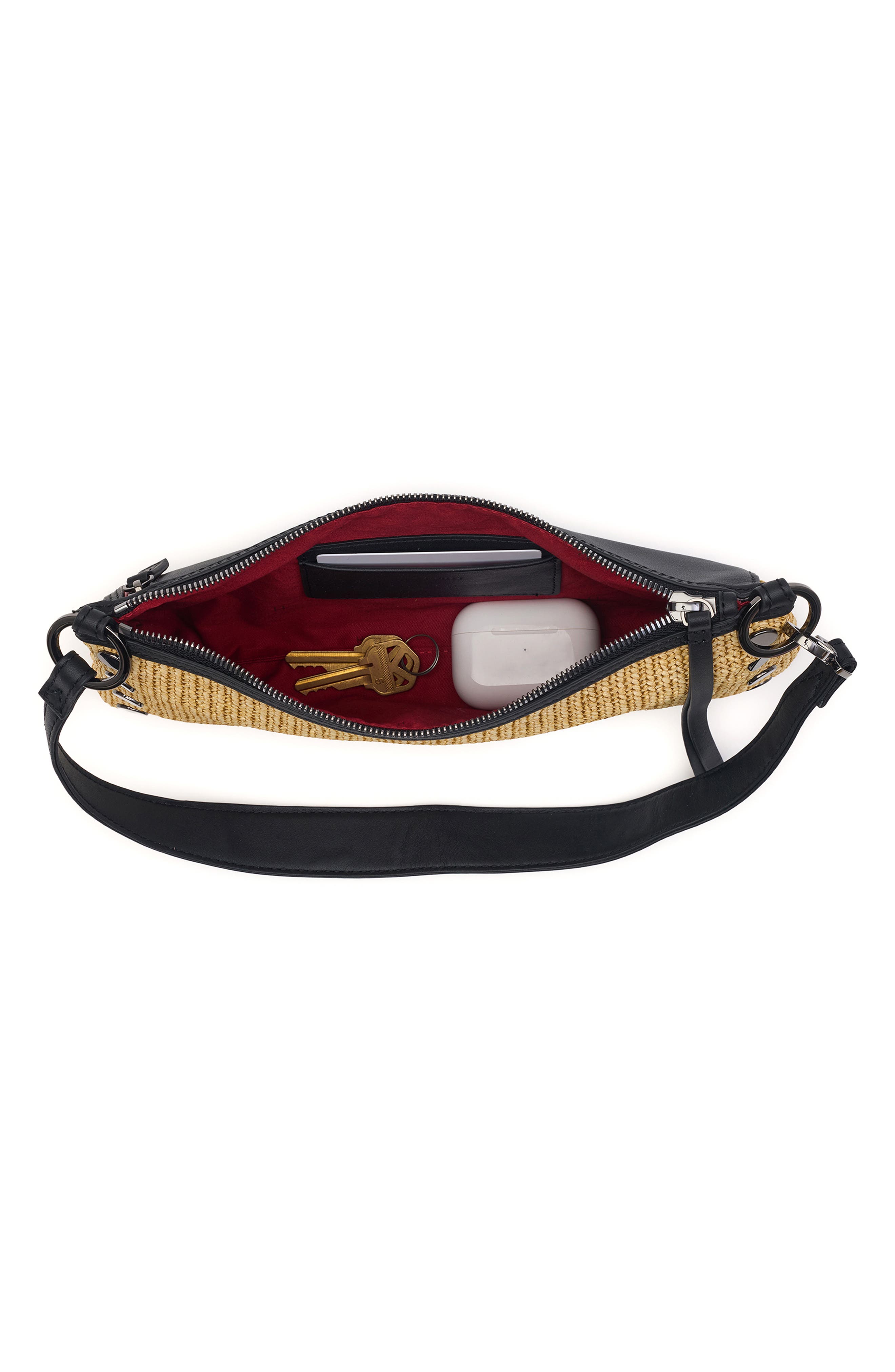 HAMMITT Kyle Shoulder Bag, Alternate, color, Noir Smooth Raffia/Gunmetal