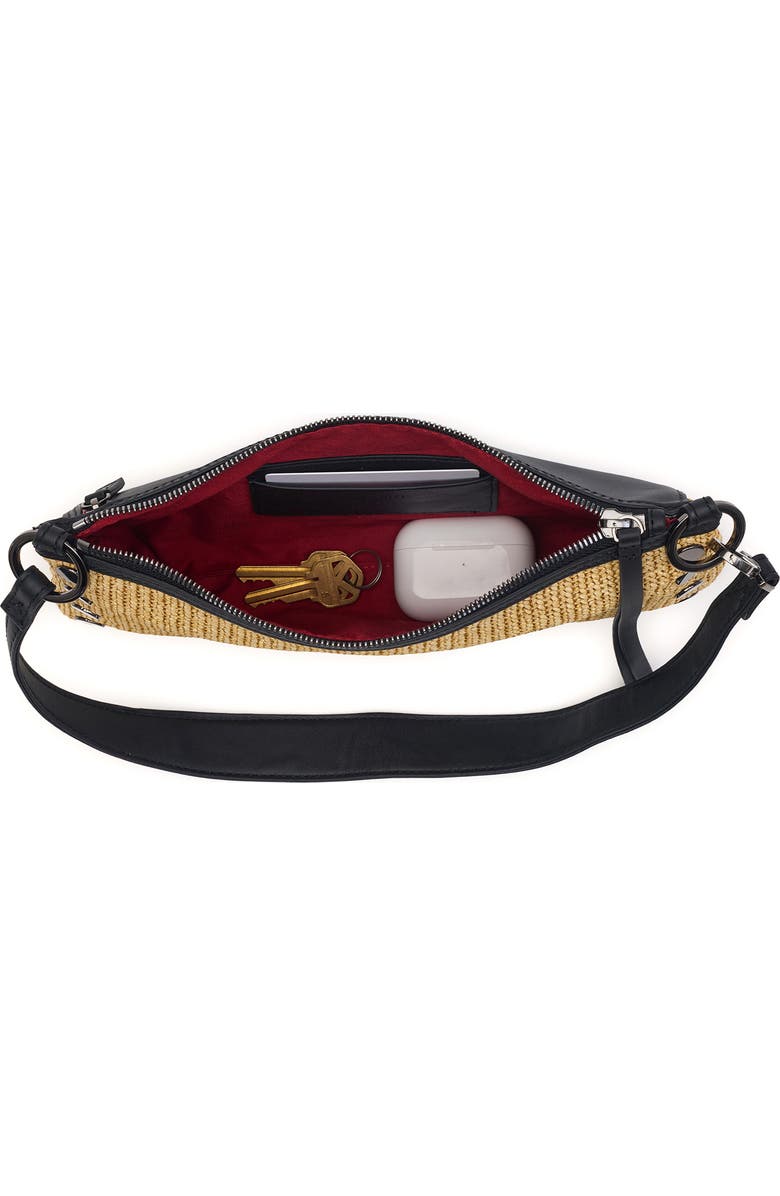 HAMMITT Kyle Shoulder Bag, Alternate, color, Noir Smooth Raffia/Gunmetal