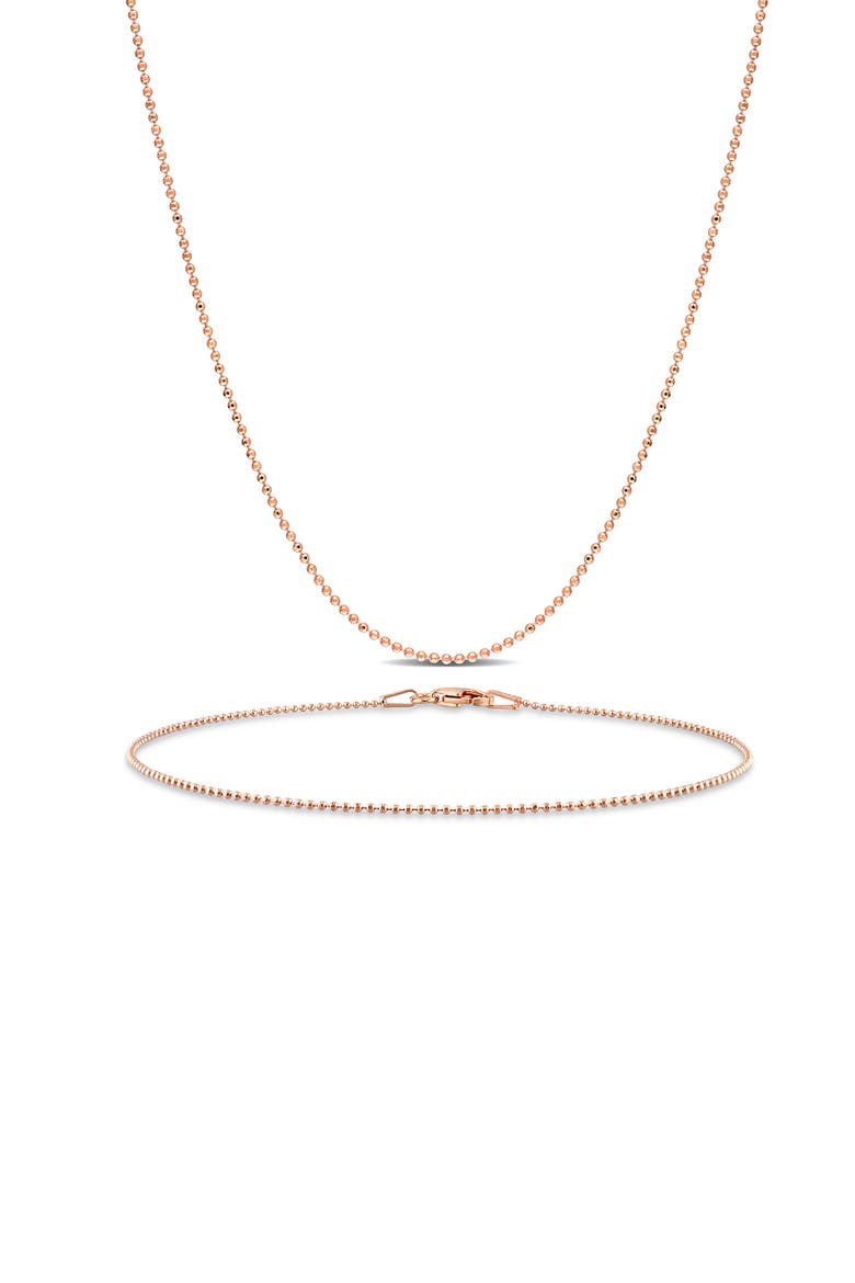 1mm Ball Chain Necklace & Anklet Set, Main, color, ROSE