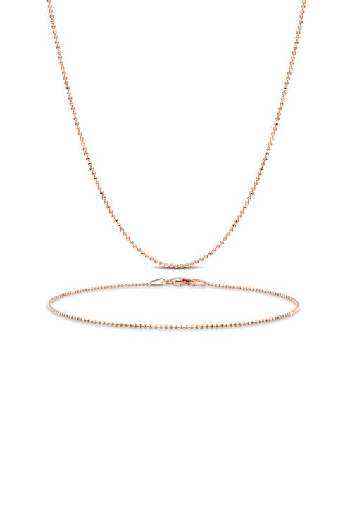 1mm Ball Chain Necklace & Anklet Set
