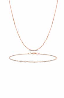 1mm Ball Chain Necklace & Anklet Set