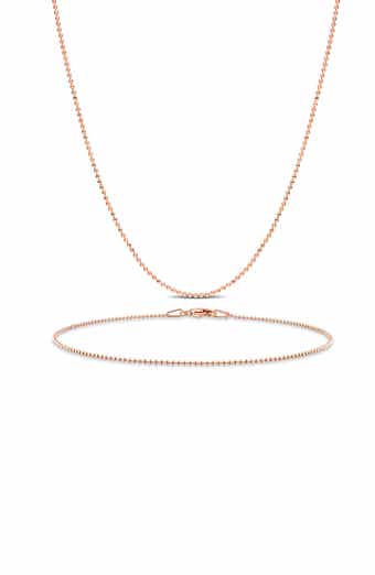 1mm Ball Chain Necklace & Anklet Set