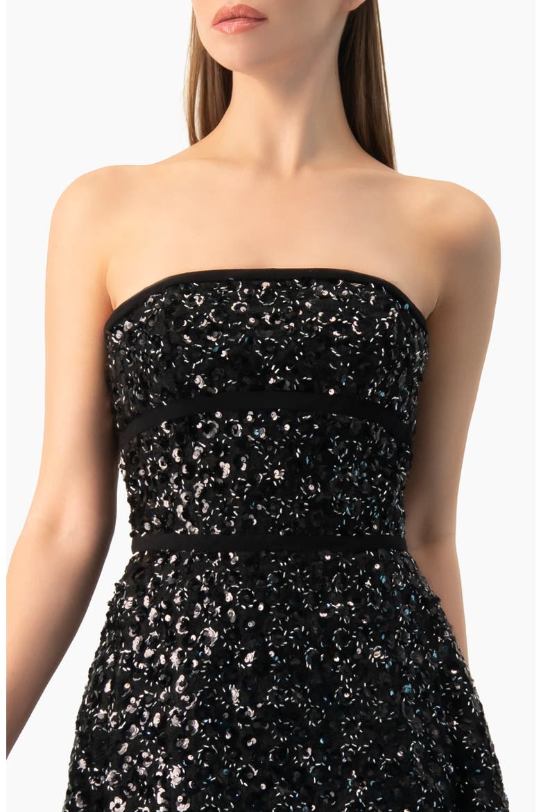Strapless Sequin A-Line Ballgown, Alternate, color, Black