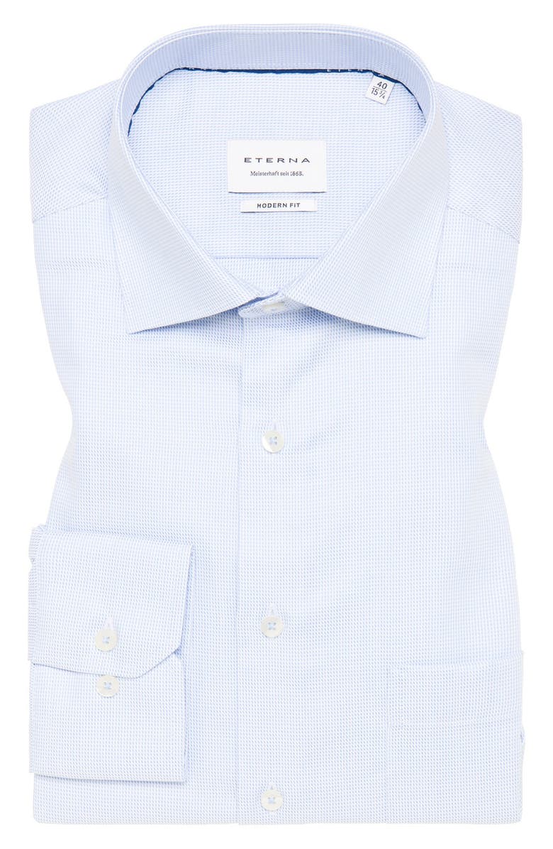 Eterna Modern Fit Structured Twill Dress Shirt, Main, color, Sky