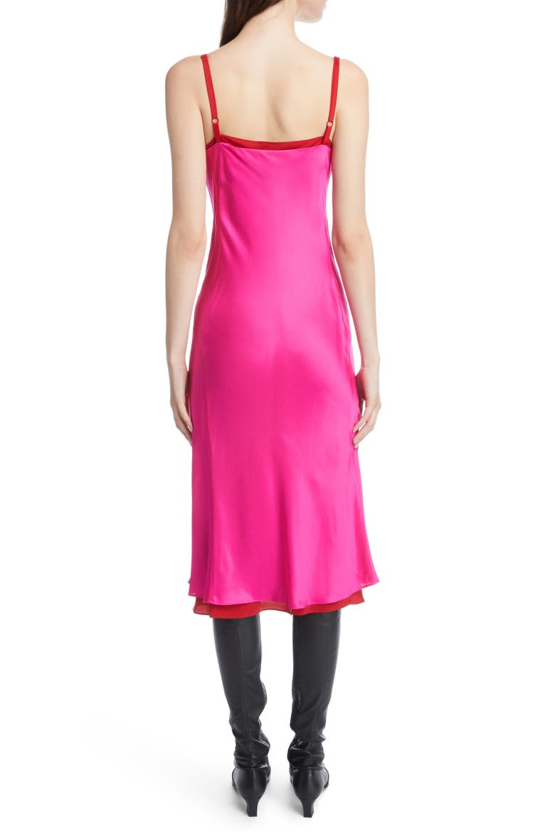 Dasa Layered Cowl Neck Satin Slipdress, Alternate, color, FUCHSIA PINK