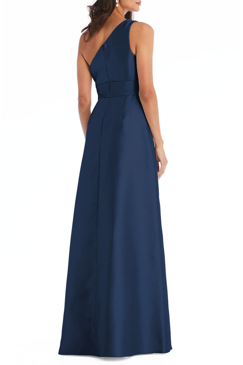One-Shoulder A-Line Gown, Alternate, color, MIDNIGHT