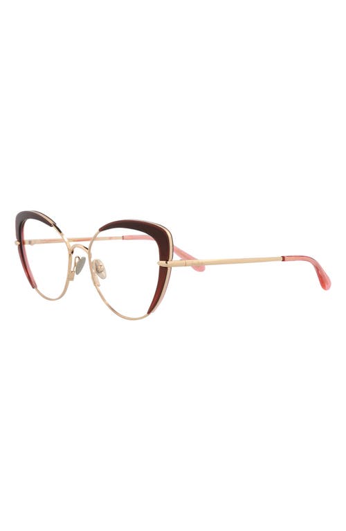 Pomellato 54mm Cat Eye Optical Glasses In Red Gold Gold Transparent