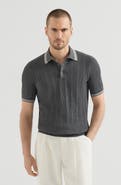 Brunello Cucinelli Cotton textured rib knit polo