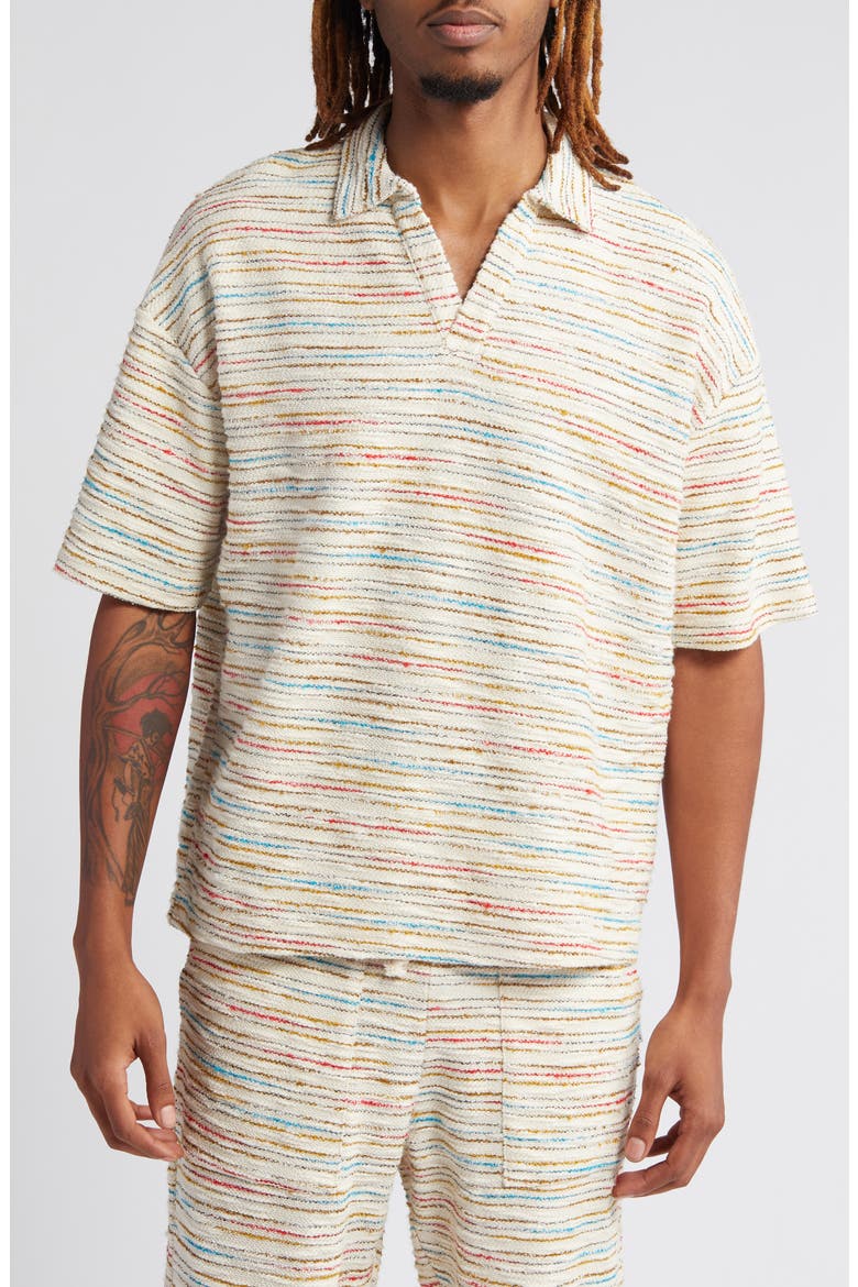 Sunset Stripe Johnny Collar Polo, Main, color, MULTI