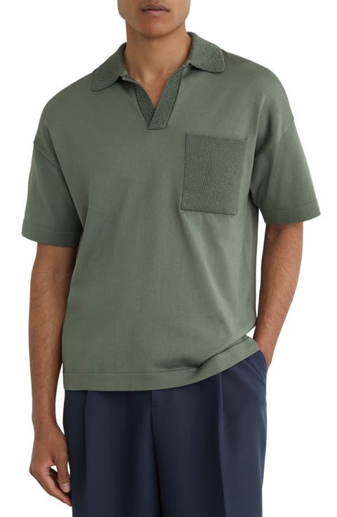 Warton Oversize Johnny Collar Pocket Polo