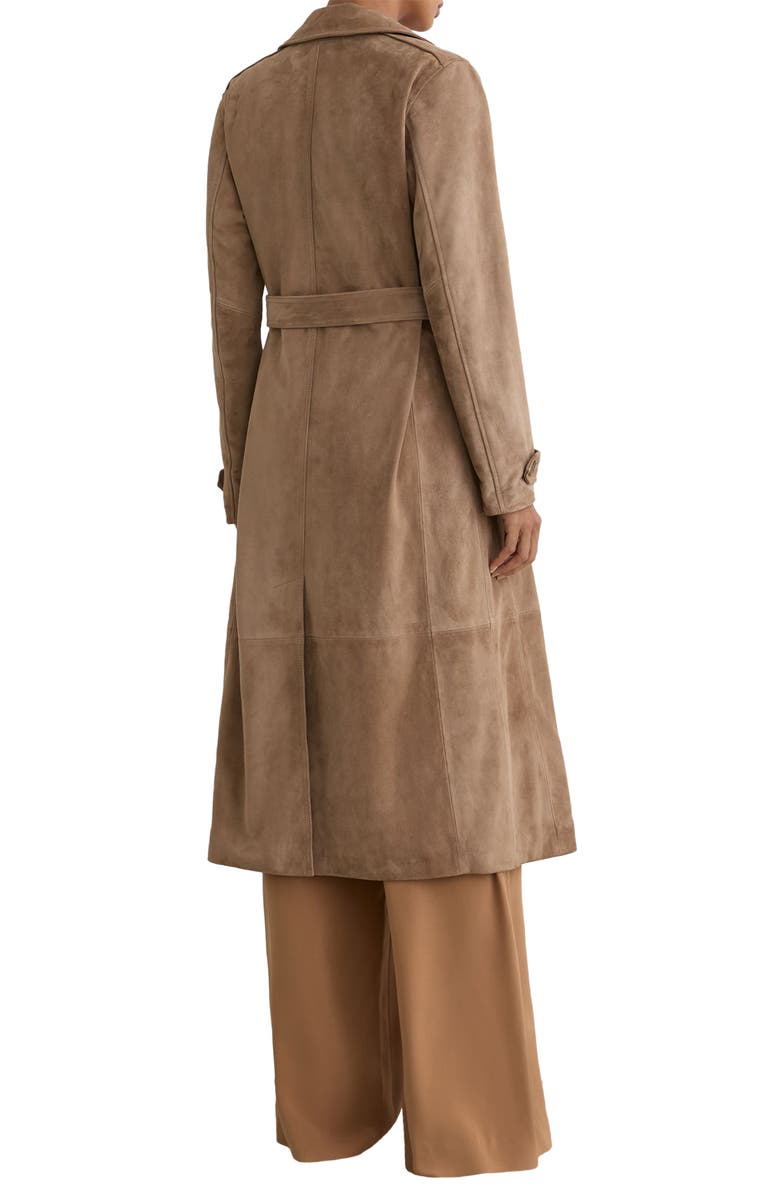 Reiss Ester Suede Trench Coat, Alternate, color, Neutral