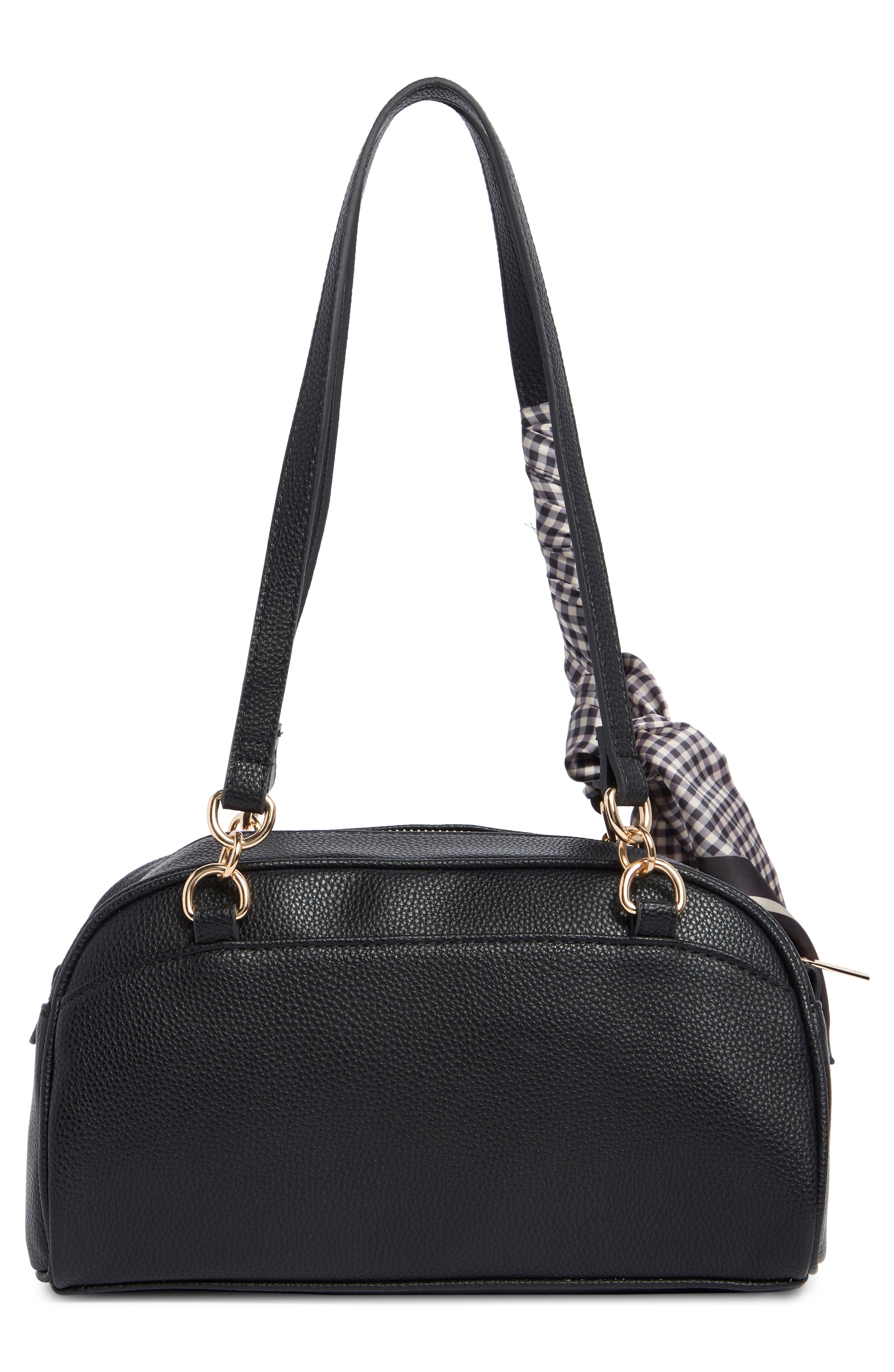 Soft Pebble Shoulder Bag with Scarf, Alternate, color, BLACK