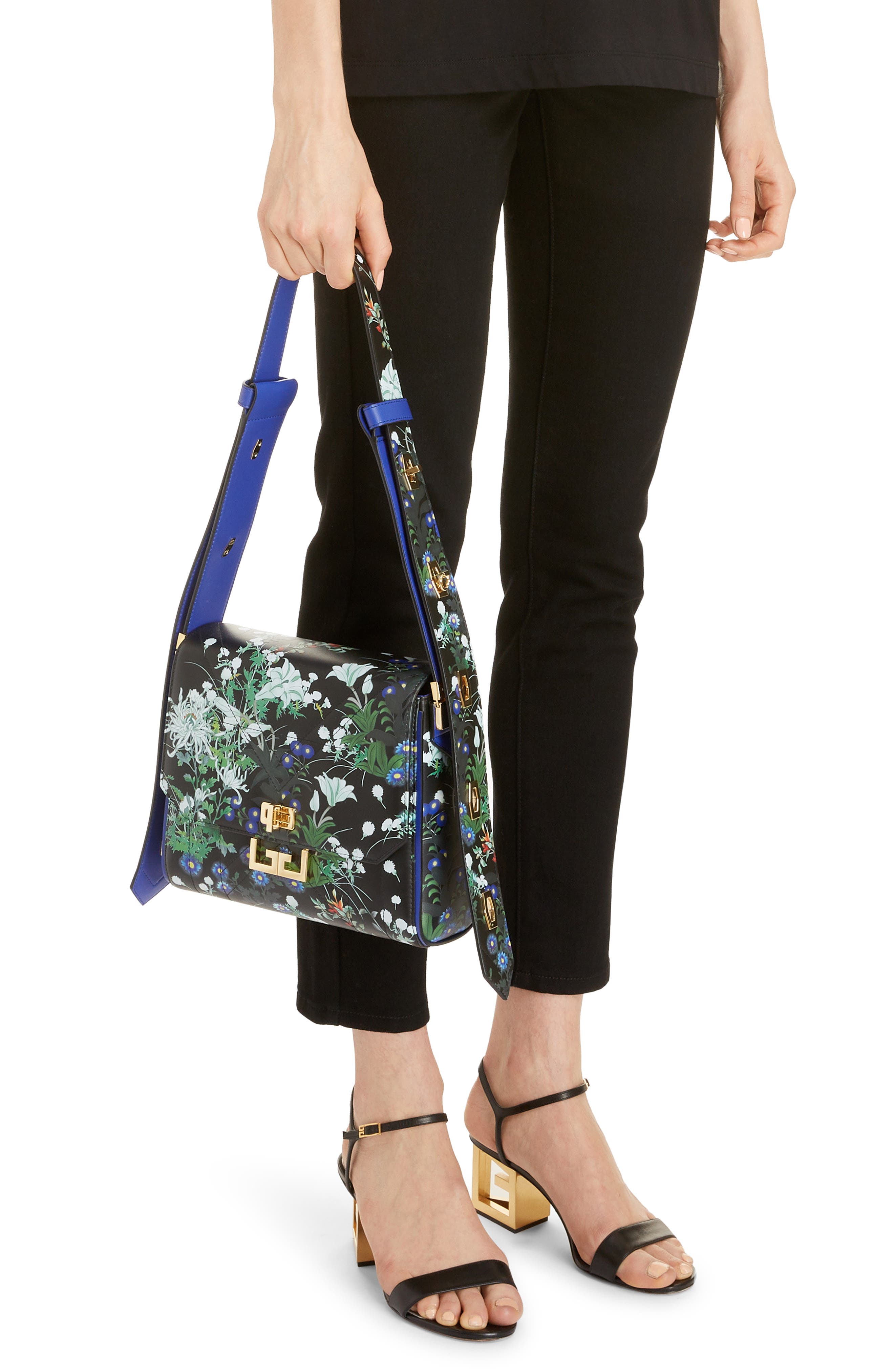 Medium Eden Aroma Leather Shoulder Bag, Alternate, color, BLACK