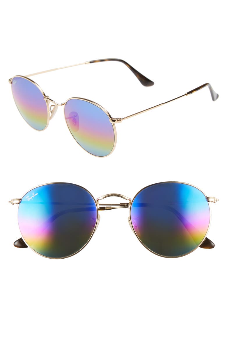 53mm Round Sunglasses (Nordstrom Exclusive), Main, color, BLUE/ MULTI