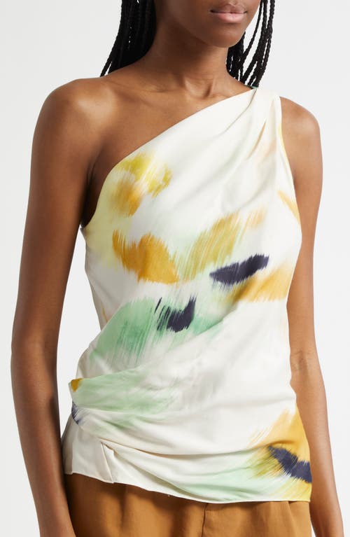 Shop A.l.c . Aster Abstract Print One-shoulder Top In Floral Mul