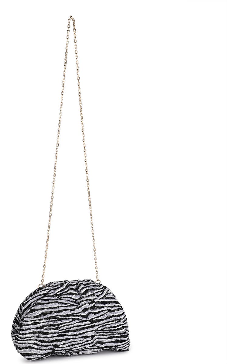 Rafe New York Aya Woven Leather Frame Clutch, Alternate, color, Black / White