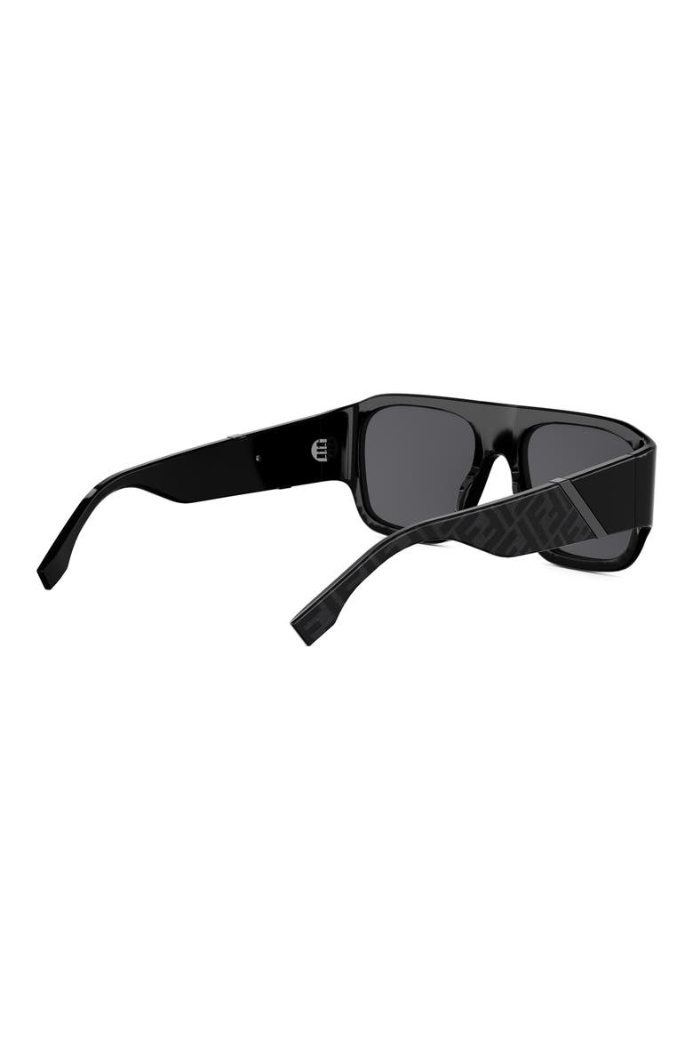 Diagonal 54mm Rectangular Sunglasses, Alternate, color, SHINY BLACK / SMOKE