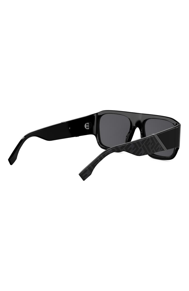 Fendi Diagonal 54mm Rectangular Sunglasses, Alternate, color, Shiny Black / Smoke