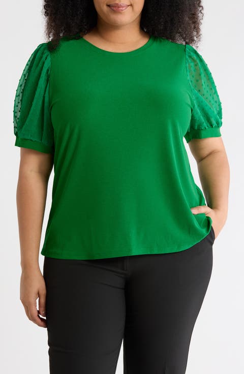 Short Sleeve Clip Sleeve Top (Plus)