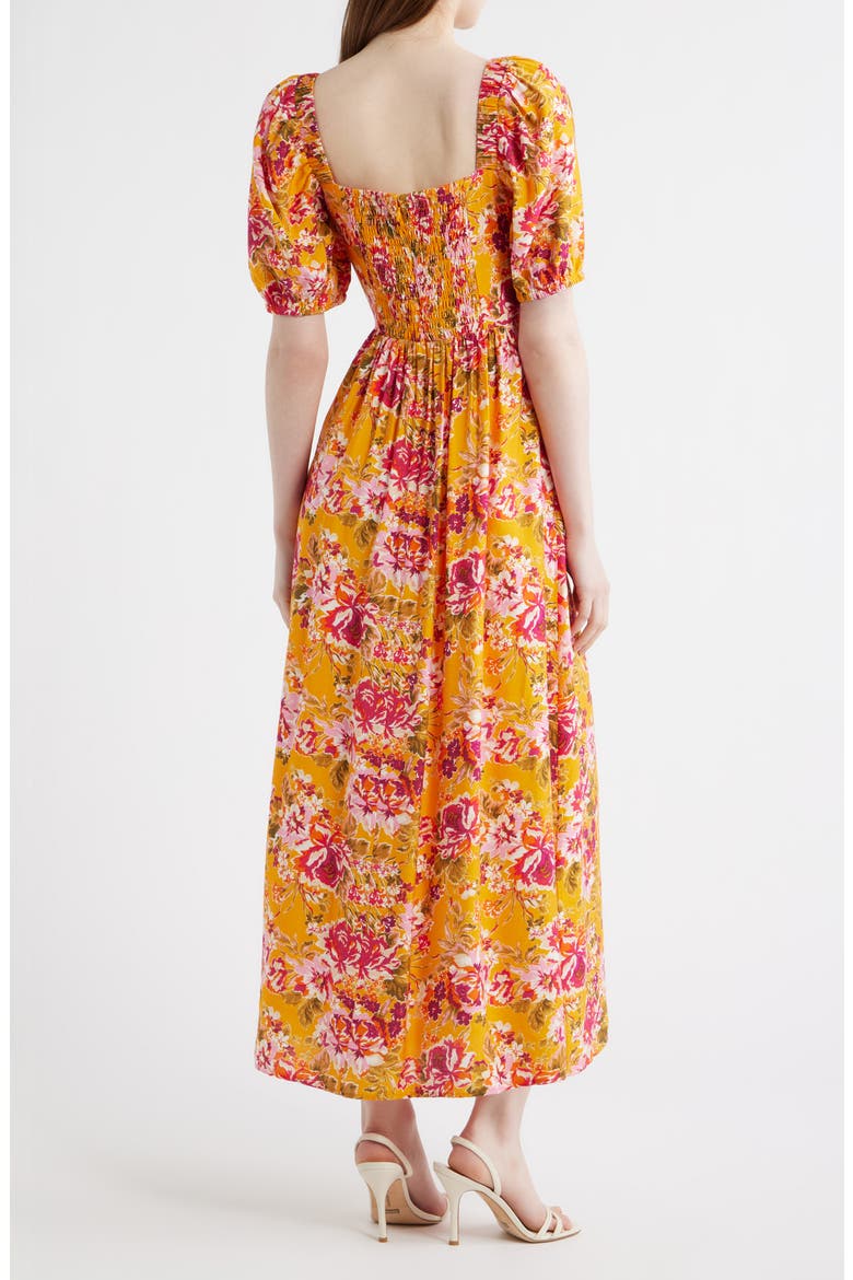 Floral Square Neck Dress, Alternate, color, SIZZLE PINK