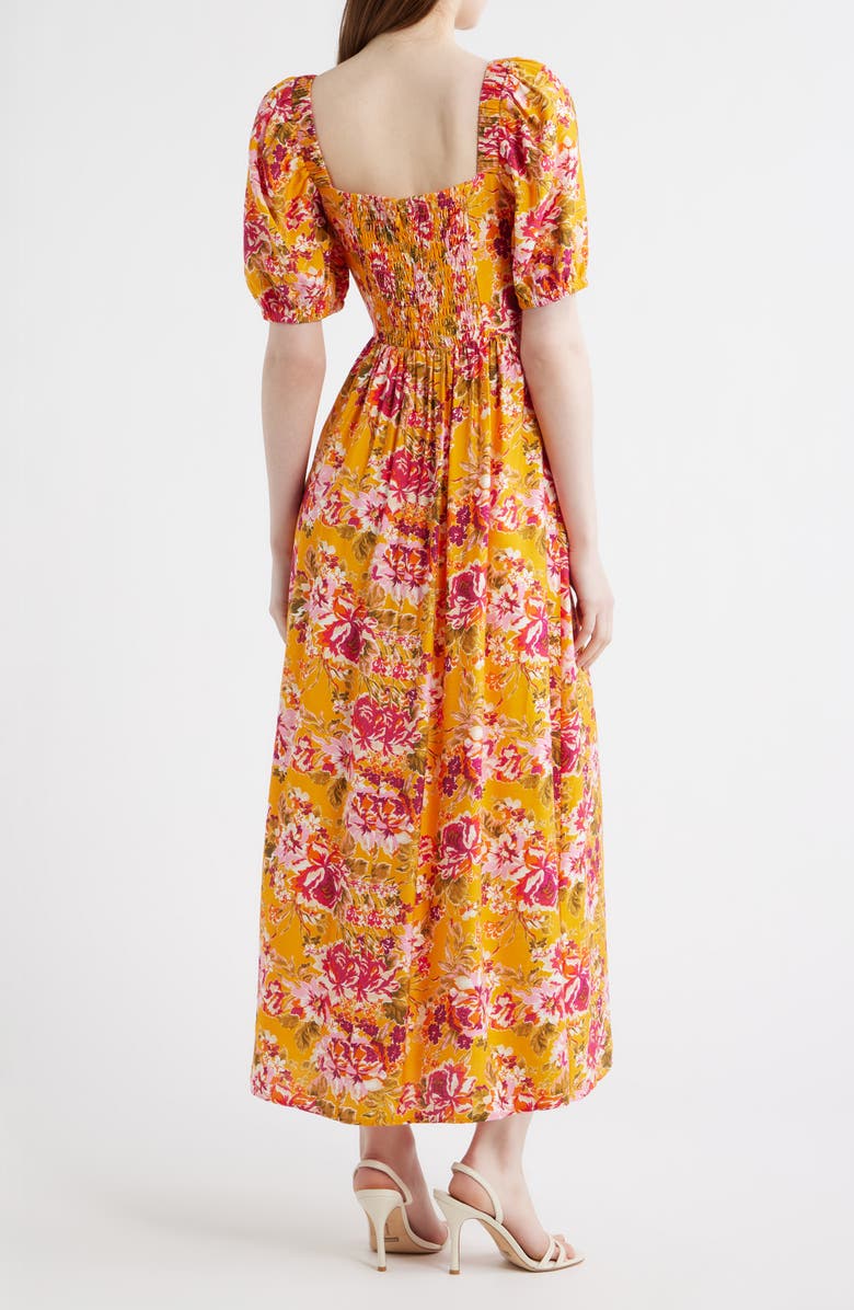 CeCe Floral Square Neck Dress, Alternate, color, Sizzle Pink