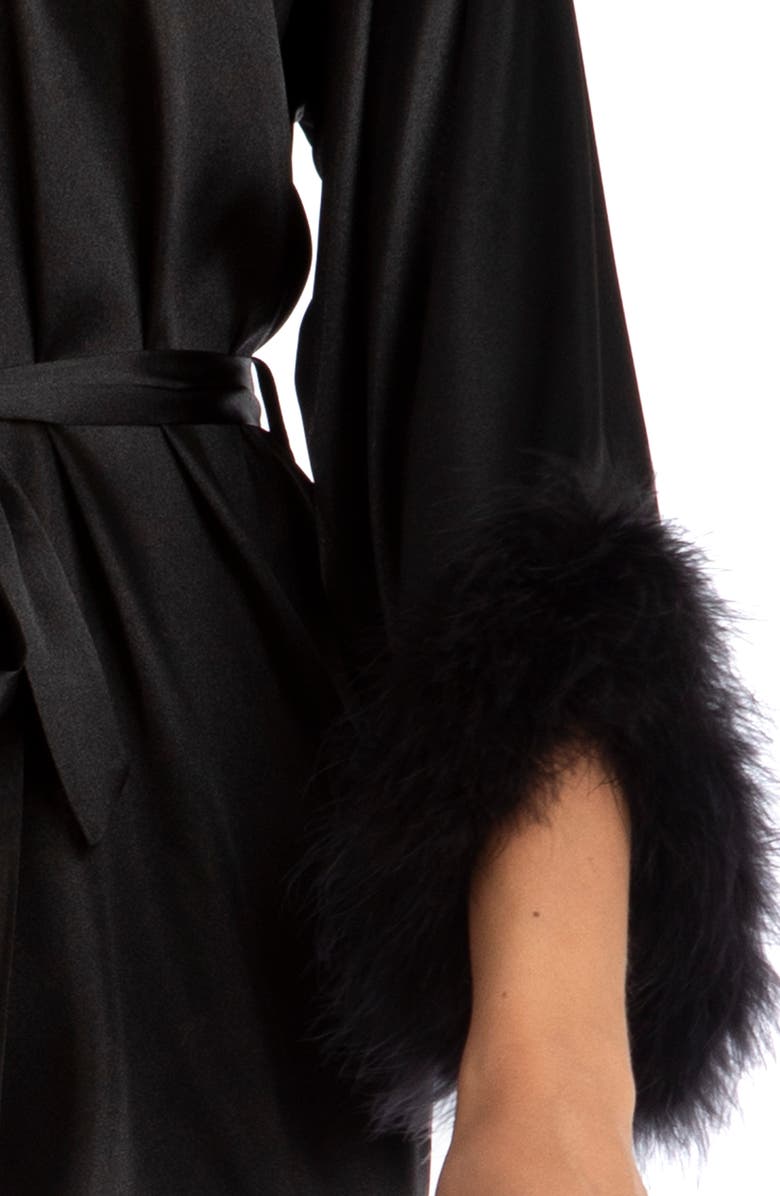 In Bloom by Jonquil Noelle Feather Trim Satin Wrap, Alternate, color, 