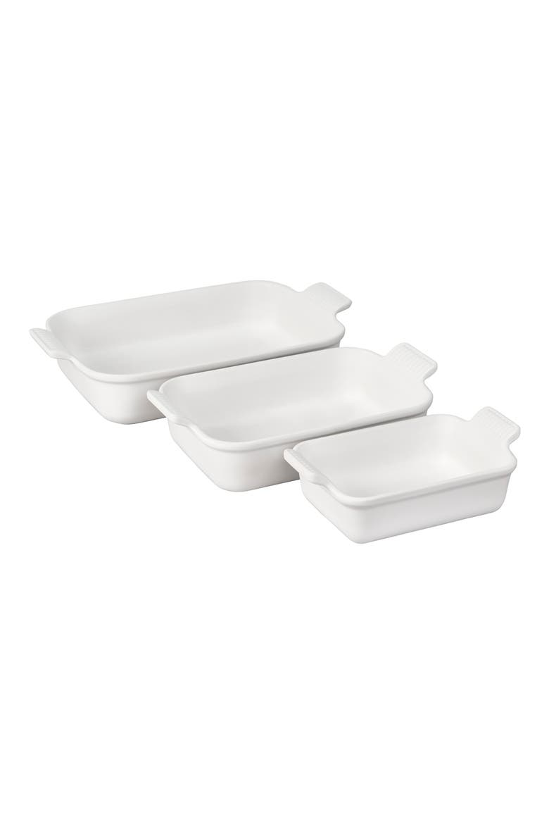 The Heritage Set of 3 Rectangular Baking Dishes, Main, color, WHITE