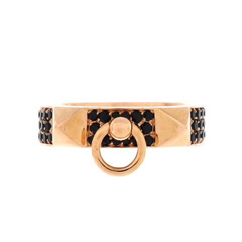 Collier de Chien Ring 18K Rose Gold with Pave Black Spinels Small