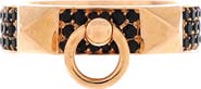 Pre-Owned Hermes Collier de Chien Ring 18K Rose Gold with Pave Black Spinels Small
