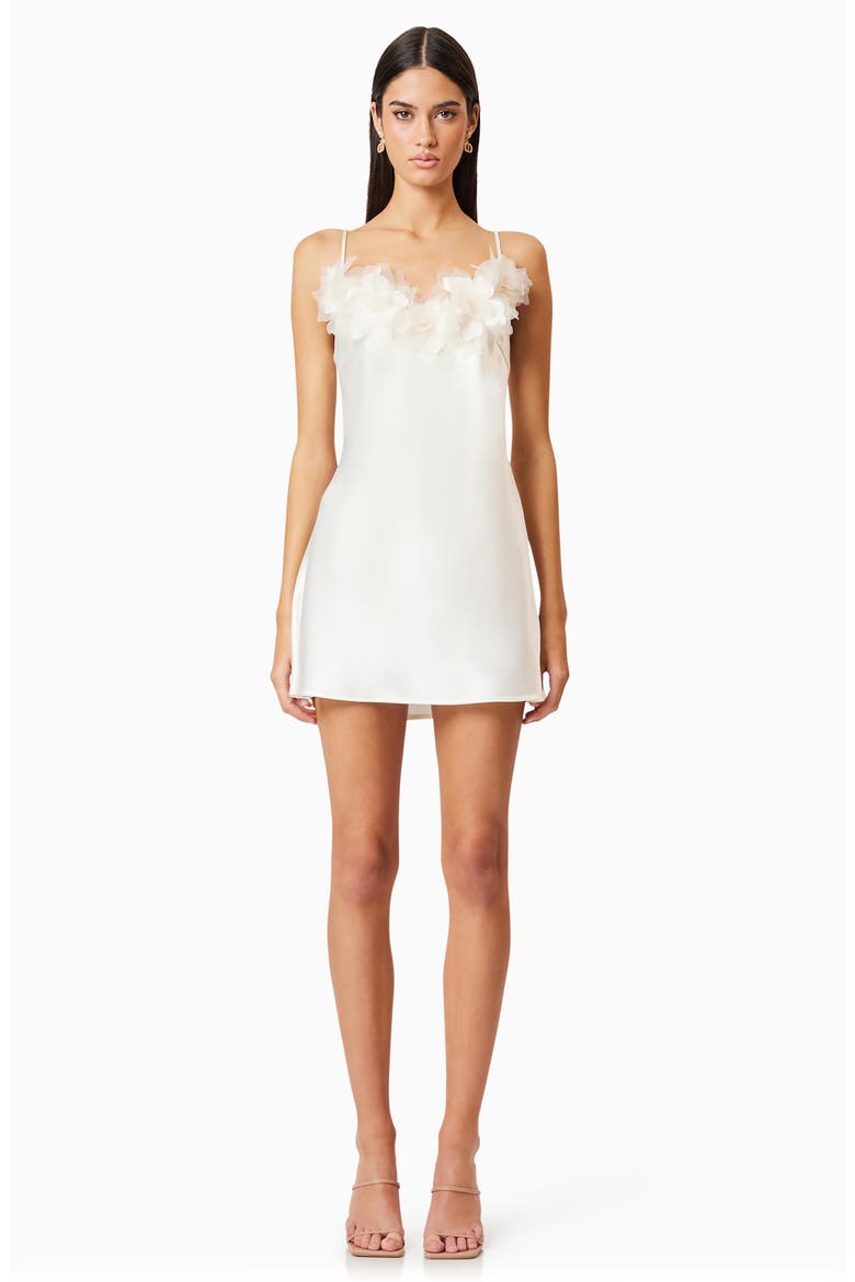 Katalina Organza Floral Appliqué Satin Cocktail Minidress, Alternate, color, IVORY
