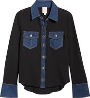 Cinq à Sept Aliza Denim Trim Shirt