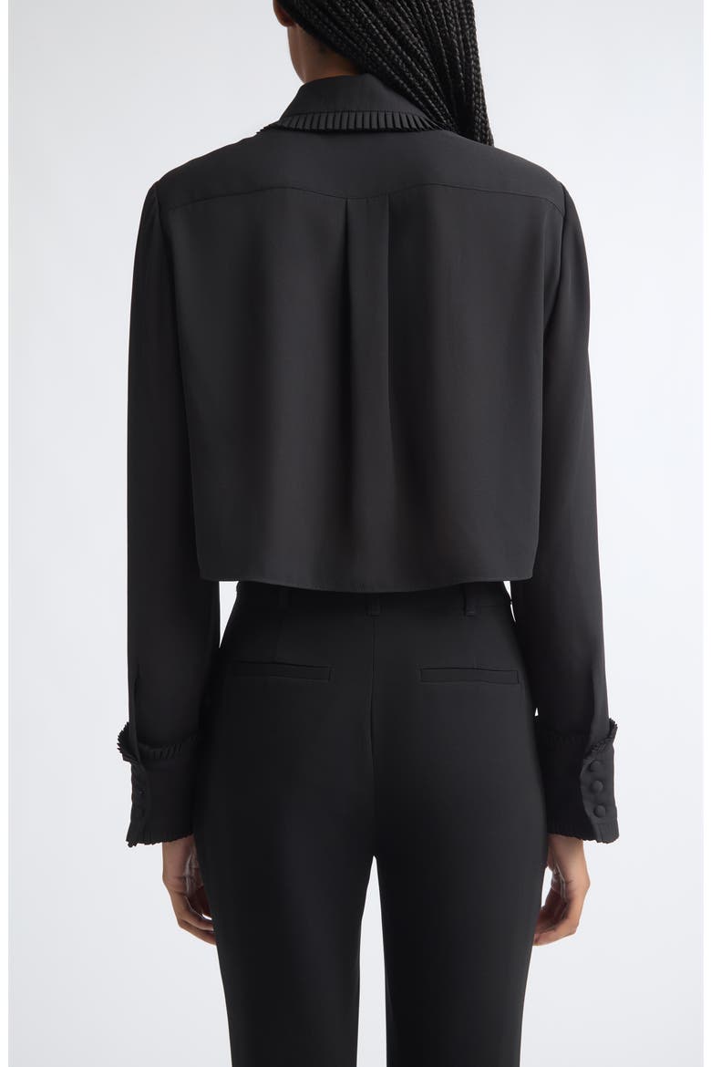 Zaida Contrast Bow Crop Button-Up Shirt, Alternate, color, BLACK/ IVORY