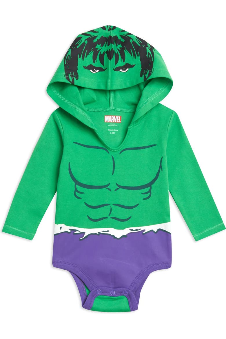 Avengers 3-Pack Long Sleeve Hooded Bodysuits, Alternate, color, Marvel Comics Multi