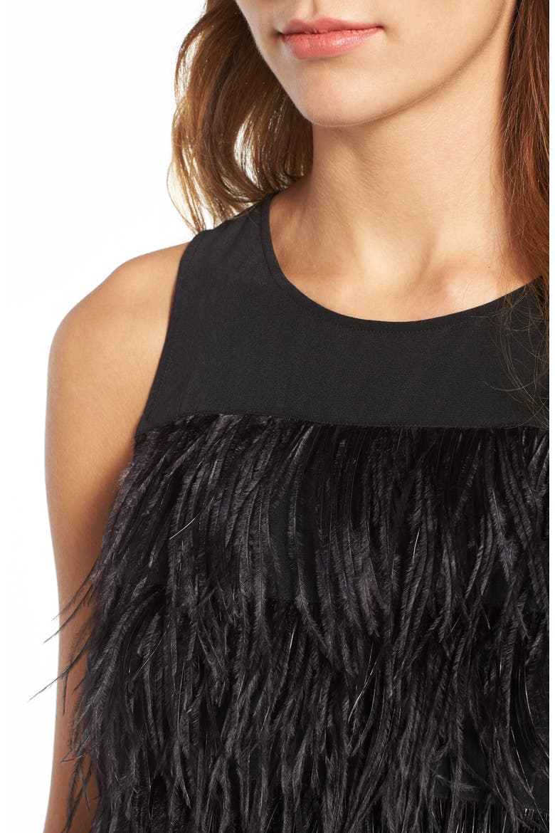 Genuine Ostrich Feather Tank, Alternate, color, BLACK