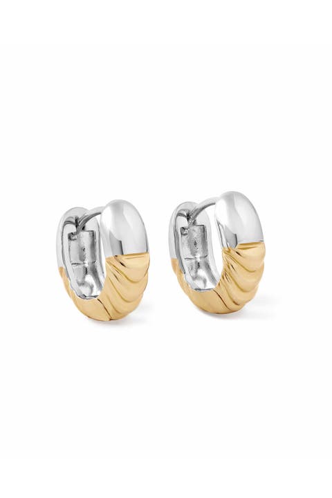 Aurora Weave Mixed Metal Hoop Earrings