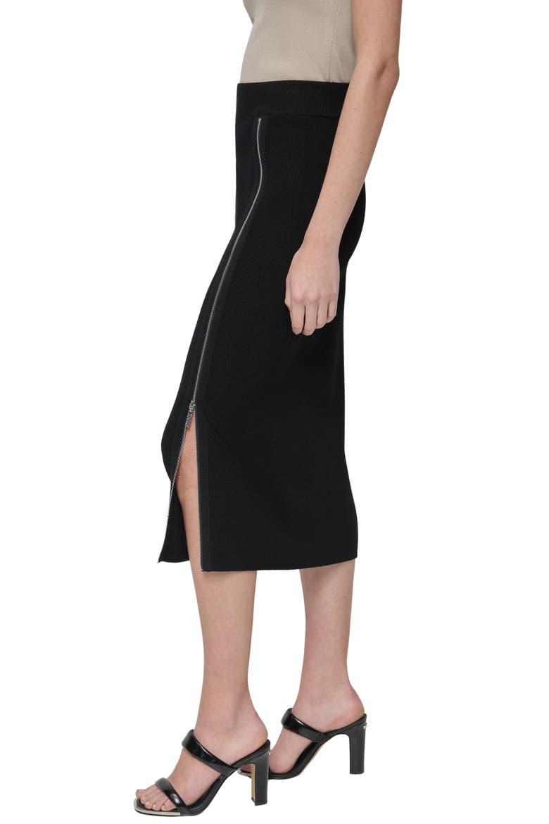 Zipper Slit Midi Sweater Skirt, Alternate, color, BLACK