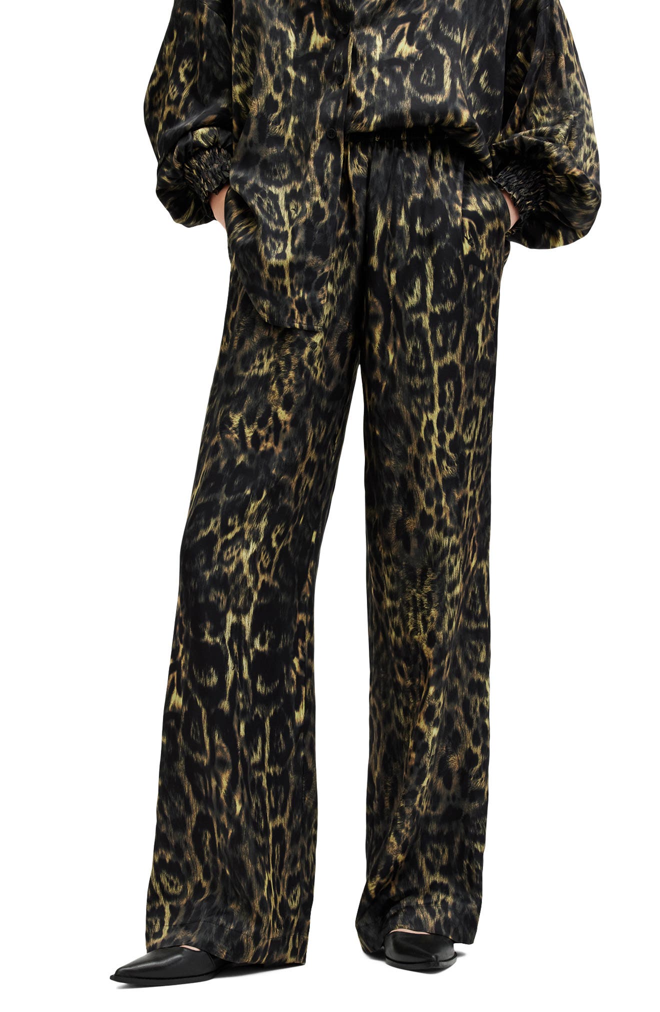 AllSaints Charli Wide Leg Satin Pants (Women) | Nordstromrack