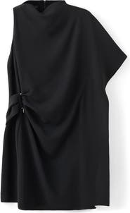 MANGO Soleil Asymmetric Sleeve Minidress