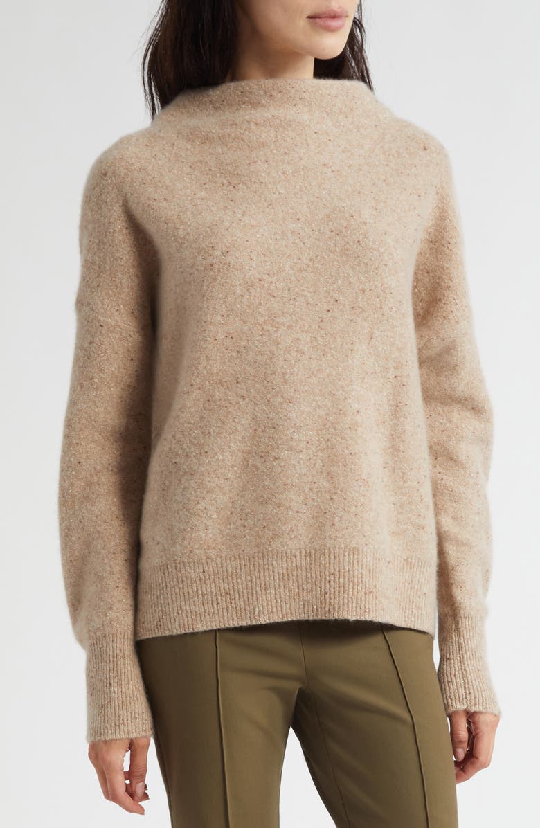 Vince Donegal Funnel Neck Cashmere Sweater, Alternate, color, Heather Oat Donegal