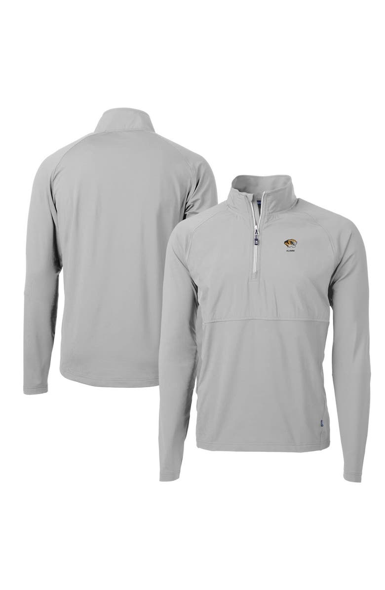 Cutter & Buck Men's Cutter & Buck  Gray Missouri Tigers  Adapt Eco Knit Hybrid Recycled Quarter-Zip Pullover Top, Main, color, 