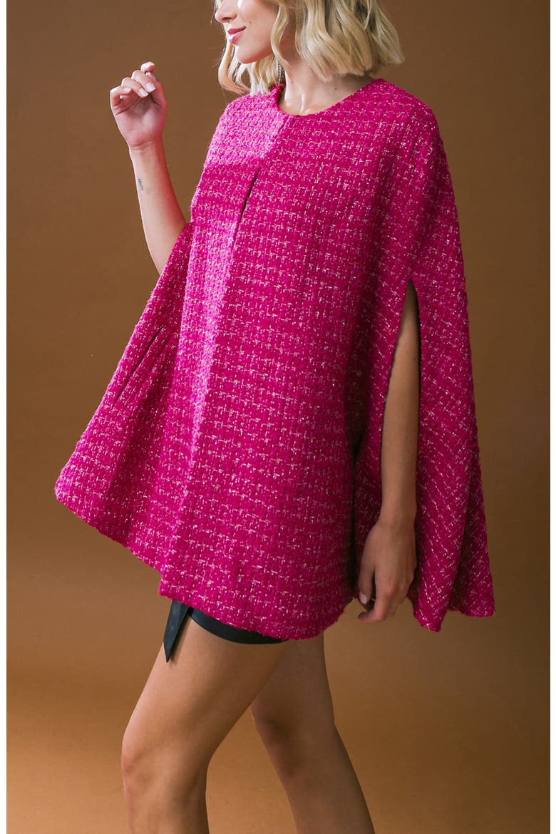 Tweed Cape, Alternate, color, FUCHSIA