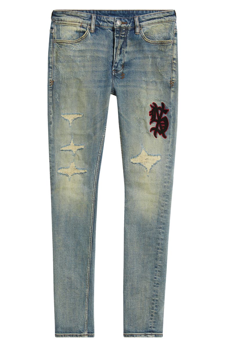 Ksubi Van Winkle Bleu Monday Repair Skinny Jeans, Main, color, Denim