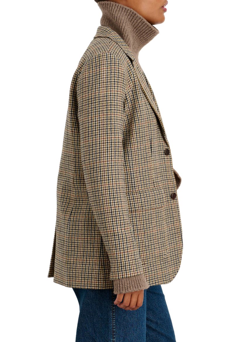 Eleanor Houndstooth Check Wool Blazer, Alternate, color, BROWN MULTI