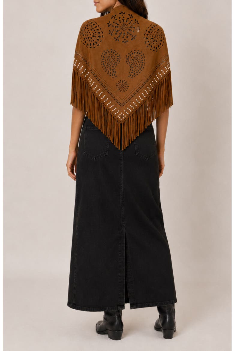 Western Fringe Shawl, Alternate, color, BROWN