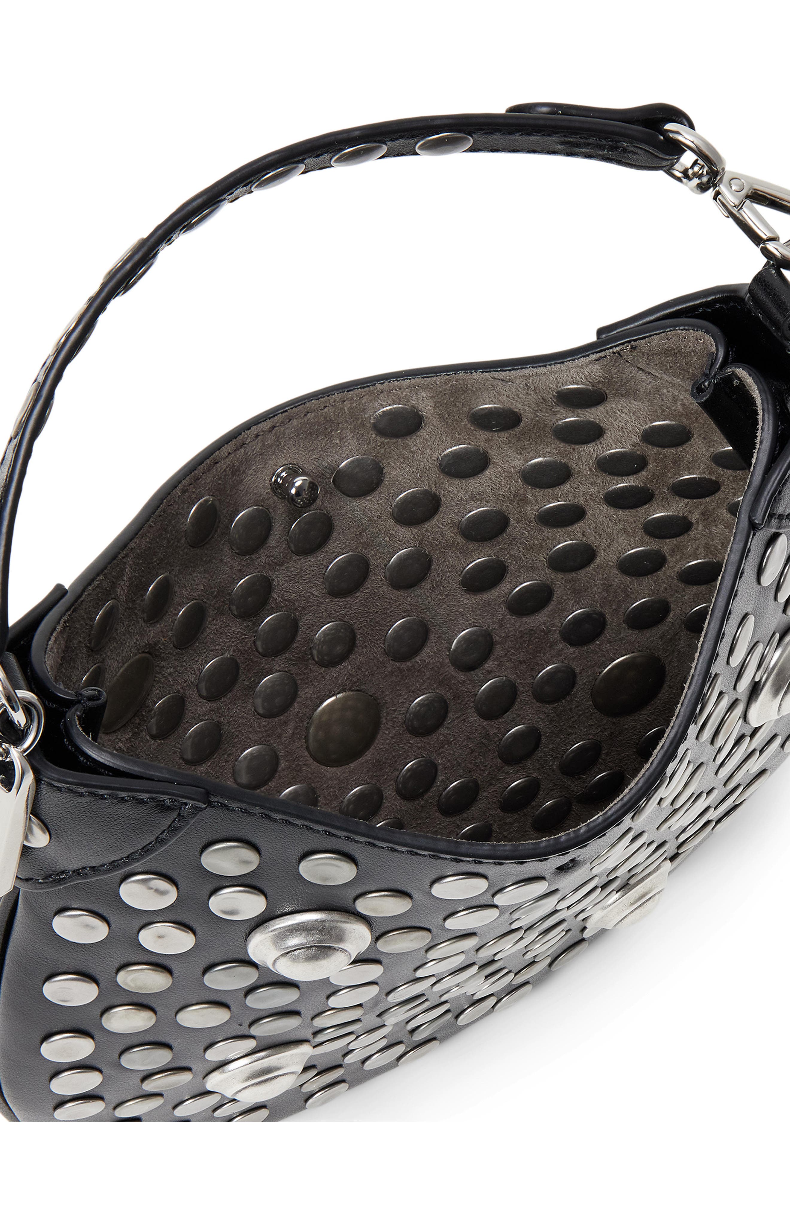 Polo ID Studded Leather Top Handle Bag, Alternate, color, BLACK