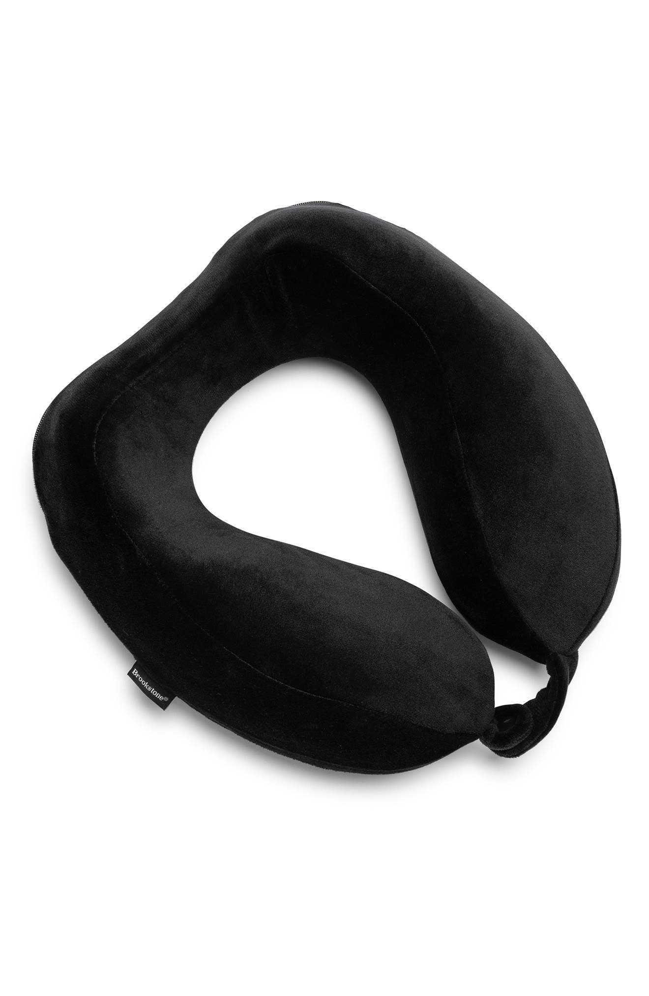 BROOKSTONE Ultra Dorm Memory Foam Neck Pillow, Alternate, color, Black